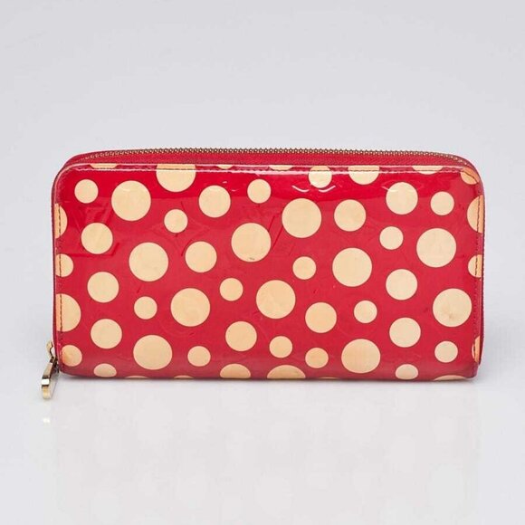 Louis Vuitton Limited Edition Yayoi Kusama Red Monogram Vernis Dots Zippy Wallet - Picture 1 of 7